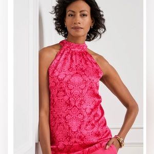 Damask Red Pink Satin Pop Over Top